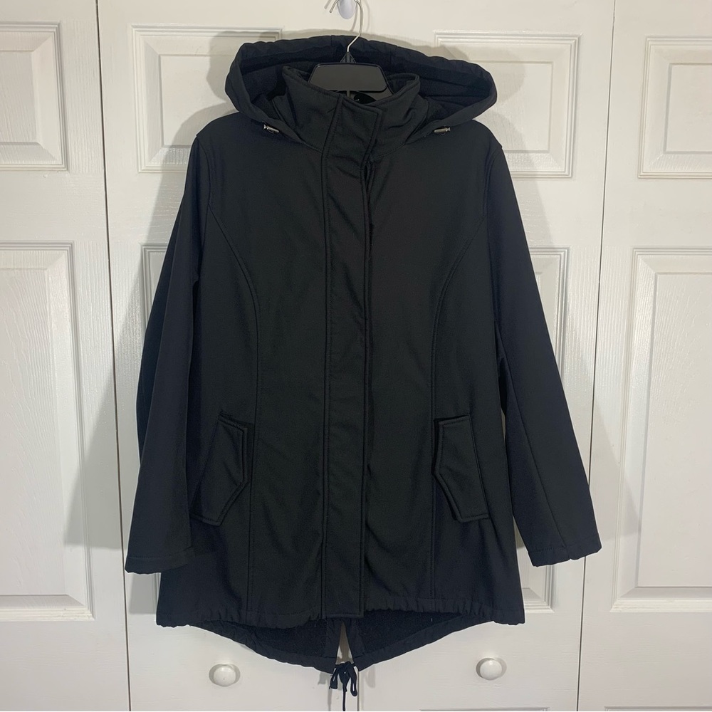 EVERLAST womens black hooded winter wind & water resistant jacket LARGE